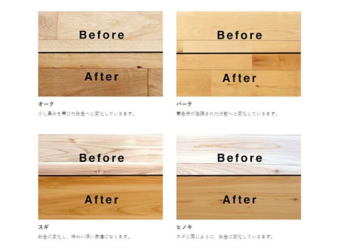 無垢材の色の変化