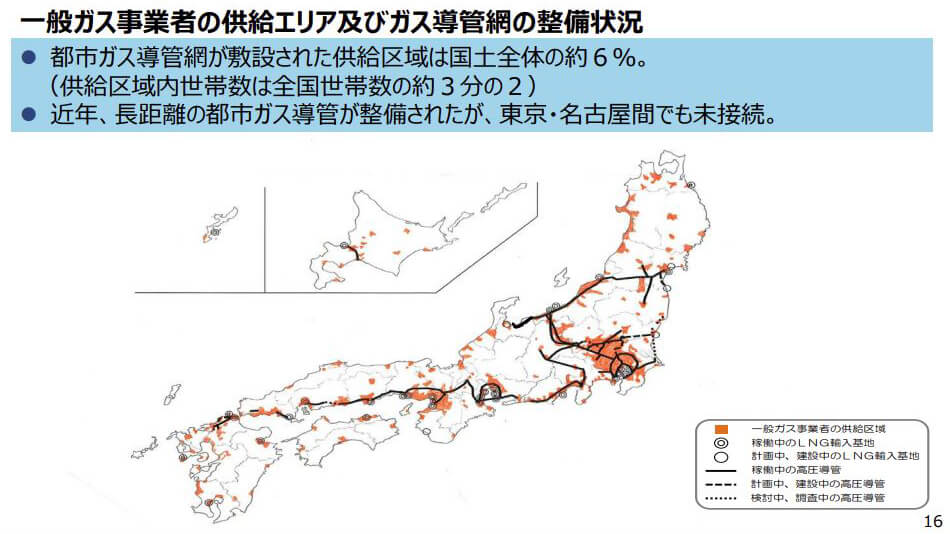 一般ガス事業者の供給エリア
