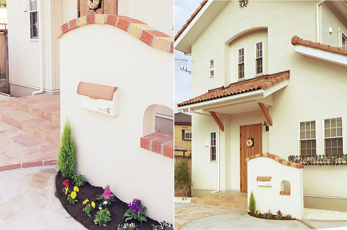 レンガをアクセントに使ったおしゃれな門柱