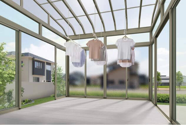 サンルーム 洗濯物干し場