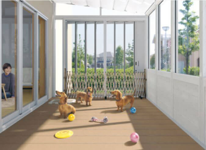サンルーム ペットの遊び場